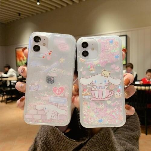 Cartoon glitter sequins flashing quicksand Cute dog phone case for iPhone 12Pro Max 11 7 8 Plus X XR XS MAX bling Phone Cover