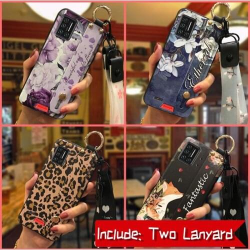 Phone Holder Flower Phone Case For UMIDIGI Bison GT Back Cover Soft Shockproof Wristband Kickstand