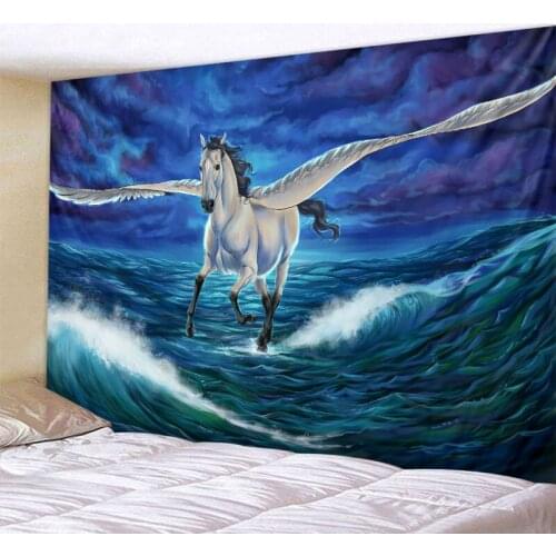 Unicorn Tapestry Fantasy Pegasus Wall Hanging Bohemian Home Decor Art Hippie Mandala Psychedelic Scene Wall Decoration