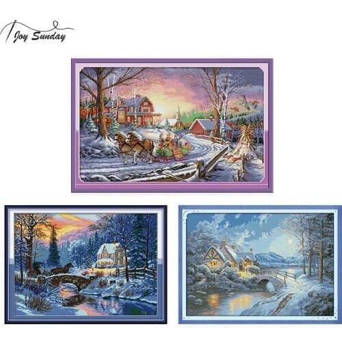 Joy Sunday Cross Stitch Landscape Homeland 14 ct 11 ct Aida Fabric DMC Printed Canvas Crossstitch Thread Needles Embroidery Kit