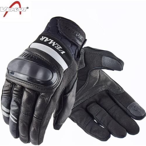 VEMAR Motorcycle Leather Gloves Touch Screen Racing Full Finger Gloves Breathable Reflective Protective Gloves Cycling Equipment