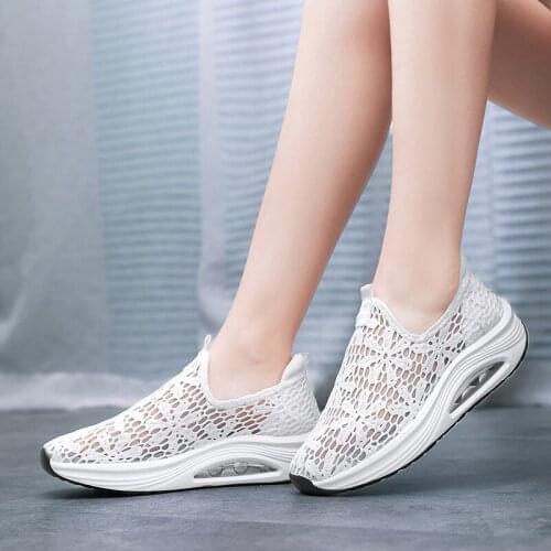 NUASK 2021 summer Lightweight Walking Shoes Women Sneakers Air Cushion Shake Shoes Breathable Thick Soft Bottom Sports Shoes