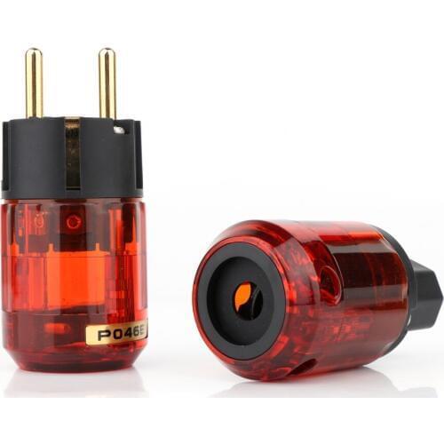 P046E+C046 24K Gold-Plated EU SCHUKO Power Plug EUR Power Connector HIFI 10Pairs