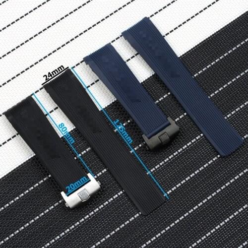 24mm Soft Rubber Silicone Watchband For TAG HEUER GRAND CARRERA AQUARACER Men Watch Strap Waterproof Bracelet Folding Buckle