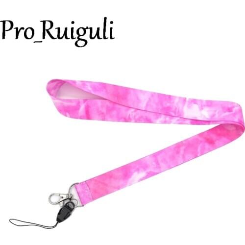 100pcs Pink marble pattern grain Neck Strap Lanyard keychain Mobile Phone ID Badge Holder Key Chain Keyrings cosplay Accessories