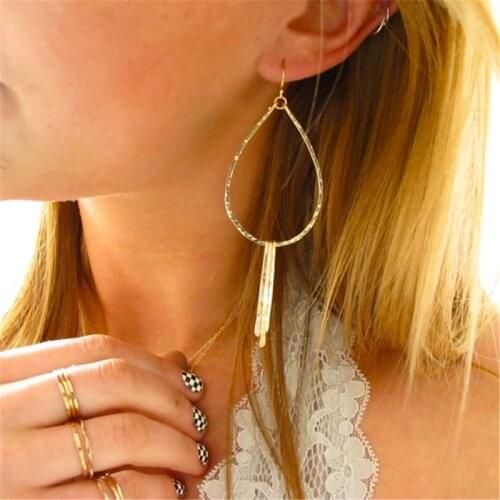 Gold Filled Hoop Earrings Handmade 925 Silver Jewelry Vintage Hammered Tassel Brincos Pendientes Oorbellen Earrings For Women