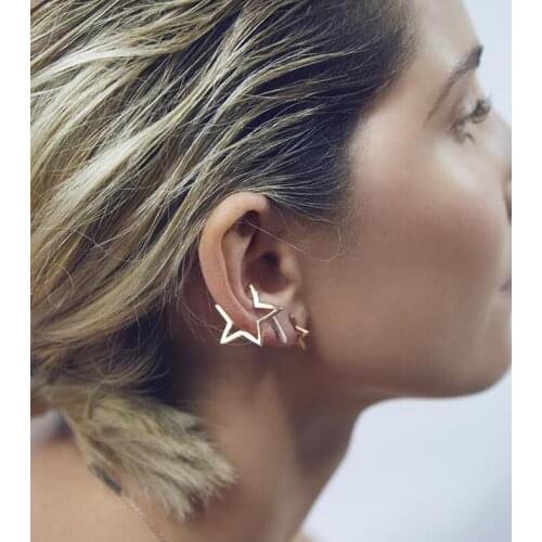 Shuangshuo New Fashion Star Earrings Star Stud Earrings for Women Earrings Geometric Triangle Earclips Birhtday Gift