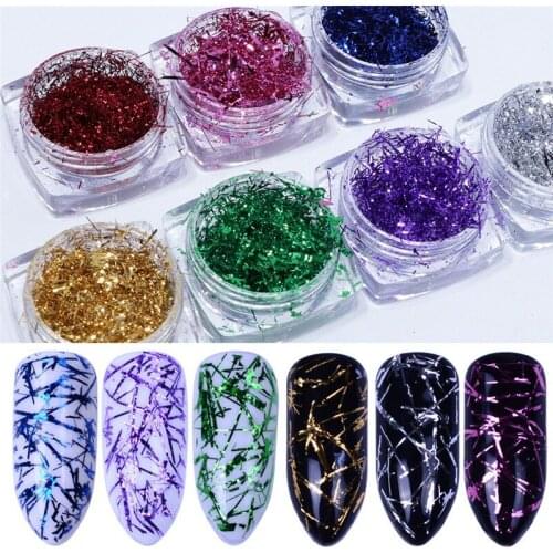Blue Siliver Colorful Nail Glitters Set Holographics Nail Powder Flake Nail Art Sequins DIY Decoration