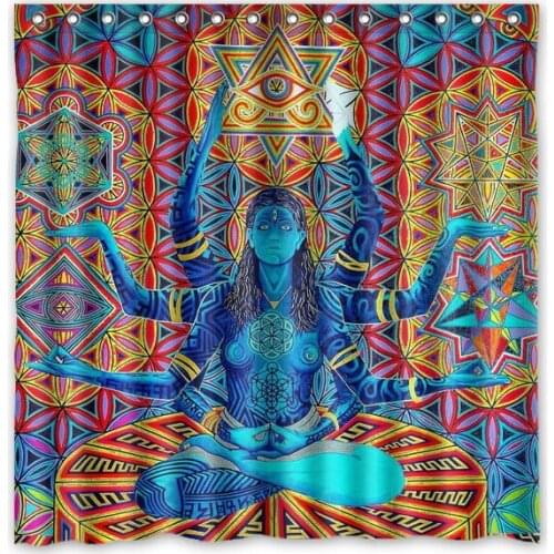 Bathroom Products Merkaba Hexagram Star Printed Polyester Fabric Shower Curtains Waterproof Washable Curtain 180X180CM