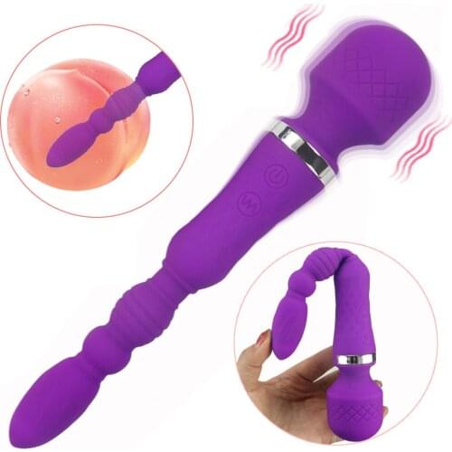 G Spot Vibrator Dual Motors Two Head Vibrating Dildo Vagina Massage Anal Clitoris Stimulation Sex Toys for Women 10 Speeds