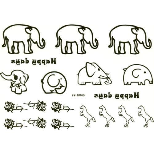 Elephant waterproof-body-tattoo-stickers henna tattoo sleeves fake tattoo kids arm sleeve espada tattoo designs flowers