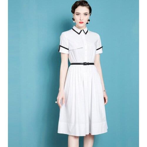 High End Temperament French Retro Dress WomenS 2021 New Summer Doll Collar Cotton Umbrella Skirt