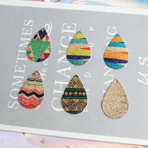 10pcs Water Drop Enamel Pendants Alloy Enamelled Printing Pattern Sequins Charms Unplated 18*28mm For DIY Earring Makings