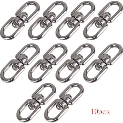 10PCS Silver 304 Stainless Steel 8 Form M4 Rotary Buckle Safety Climbing Snap Hook Plug Snap Lock Eye to Eye Swivel