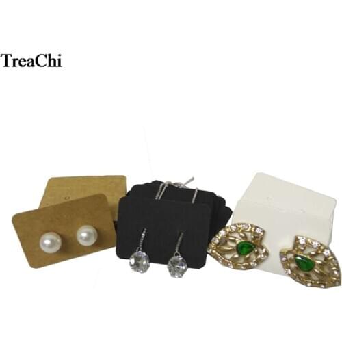 100Pcs Kraft Earring Card Stud Jewelry Display Card DIY Favor Gift Packing Hang Tag Price Label White Black Brown