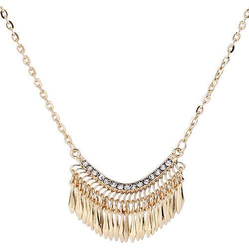 2016 Womens Golden Color Tassels Pendent Rhinestone Choker Long Chain Party Necklace AR7P