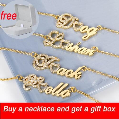 2021 Personalized Custom Iced Out Zircon Name Necklace Choker Stainless Steel Chains Pendants Jewelry Handmade Nameplate Gift