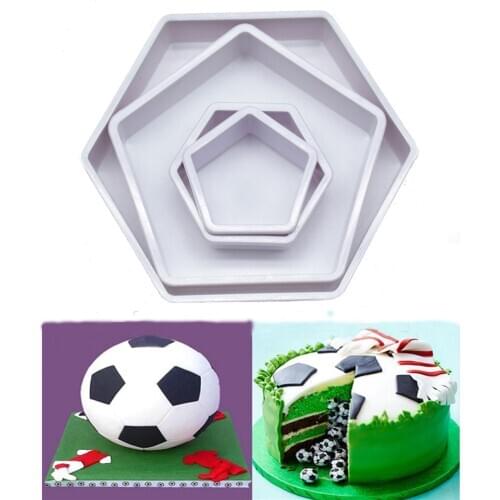 Hot DIY 4pcs Sugarcraft Footbal Cake Mold Plastic Fondant Knife Fondant Mold Fondant Cake Decoration Tool Sugarcraft Baking Tray