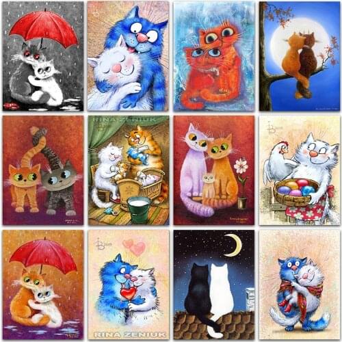 5D DIY Diamond Painting art animals Cat Couples Love Full Square&Round Diamond embroidery Cross stitch Diamond mosaic home decor