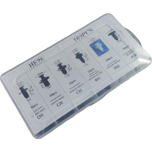 6 Size 100pcs Auto Fastener Clip Mixed Car Body Push Retainer Pin Rivet Bumper Door Trim Panel Retainer Fastener Kit