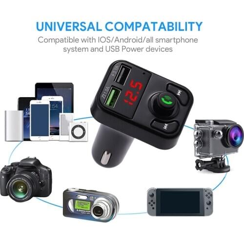 Car FM Transmitter Bluetooth 5.0 Wireless Handsfree Car Audio Receiver Auto MP3 Player Dual USB Fast Charger Car Accessories