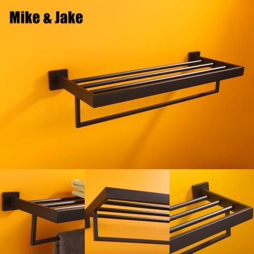 Stainless steel 304 black bathroom towel rack bath towel holder shelf bathroom towel holder shelf bathroom hardware 60cm