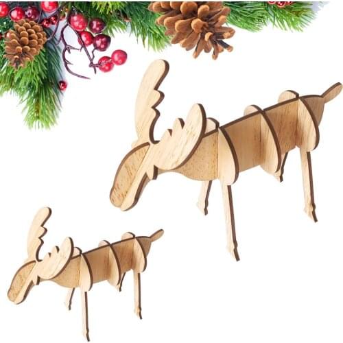 Wood Christmas Table Decorations with Christmas Tree Christmas Reindeer and Santa Claus