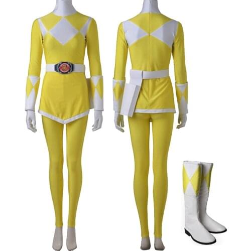 Adult Halloween Rangers Cosplay Zyuranger Yellow Ranger Costume Custom Made Tiger Ranger Outfit Boots
