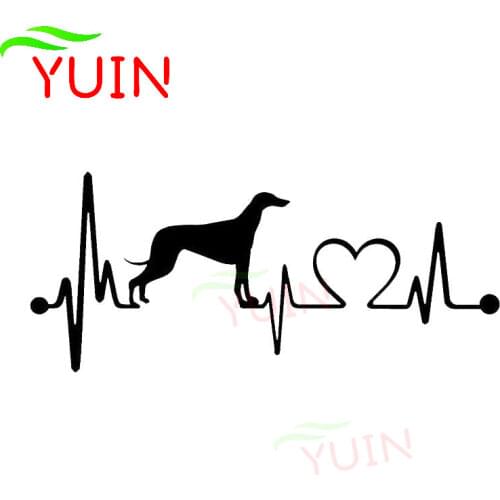 Creative Car Sticker Greyhound Heartbeat Dog Animal Decal Cars Shape Bumper Fitting PVC Decorative Waterproof Sunscreen Decals