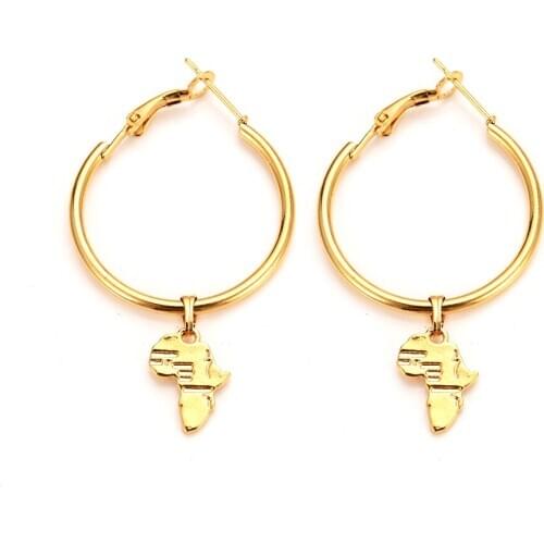 Fashion European Gold Filled Africa Country Map Pendant Earrings Statement Drop Earrings For Women men party gifts