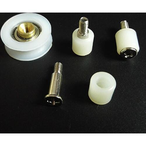 Set of 4pcs Aluminium frame door, wooden door U-groove rollers/runners/wheels/pulley with supporting M4 screws