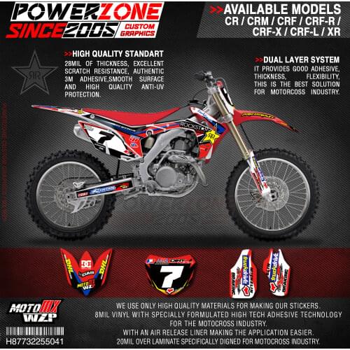 PowerZone Custom Team Graphics Backgrounds Decals 3M Stickers Kit For HONDA CRF250R 2010-2013 CRF450R 2009-2012 041