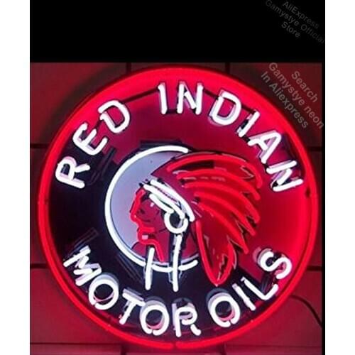 Neon Sign for Red Indian Motor Oils Neon Bulb sign Oil Station Display Handmade Glass Custom Business Signs Neon Window Lights