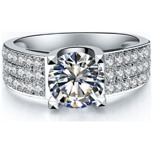 2 Carat 8.0mm Test Positive D VVS1 Moissantie Engagement Rings Luxury Quality Solid 18K 750 White Gold Wedding Ring
