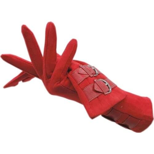 Gloves winter ladies wrist fashion sheepskin suede red leather gloves to keep warm, driving, cycling, outdoor sports, 2021 new s