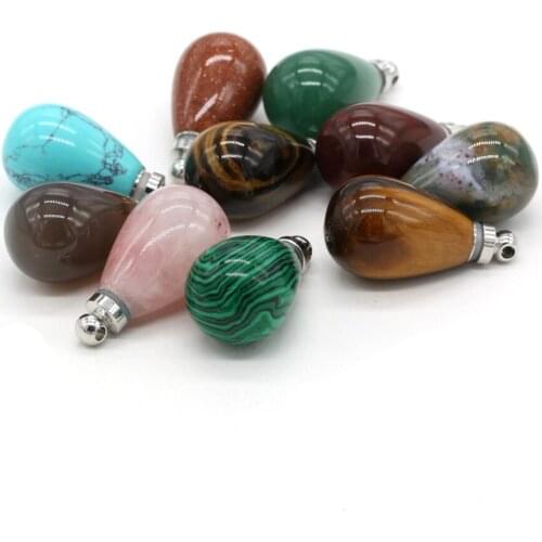 Natural Stone Aventurines Pendants Perfume Bottle Turquoise Crystal Vial for Prevalent Jewelry Making DIY Necklace Gift