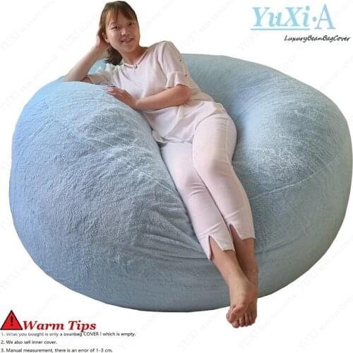 Dropshipping New No Stuffed fur fabric sky blue Giant XXL Bean Bag Sofa Cover Pouf Seat Cover For Room