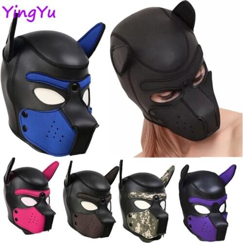 Sexy Dog Role Play Adult Games SM Flirting Toys for Couples Erotic Hoods BDSM Bondage Gear Set Puppy Hoods Slave Rubber Pup