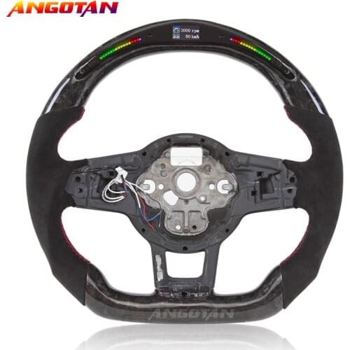 LED Forged Carbon fiber Steering Wheel Fit For Volkswagen VW GTI CC mk4 mk5 mk6 mk7