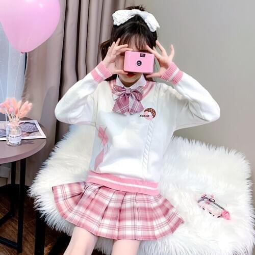 Girls Jk Uniform Japanese Shirts Skirt Set Child College Spring Autumn School Show Clothes Set Kids Princess Sweat Costume