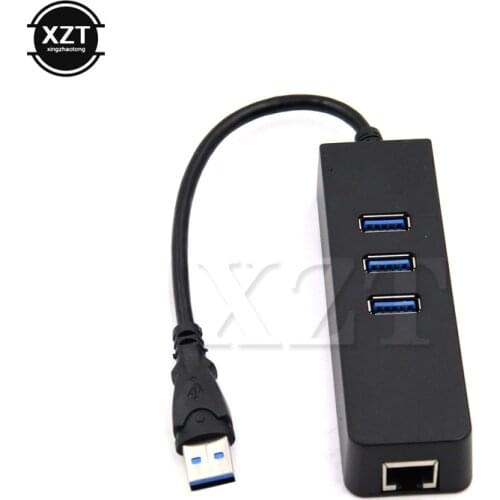 1PCS 3 Port USB 3.0 Hub 10/100/1000 Mbps RJ45 Gigabit Ethernet LAN Wired Network High speed NEW