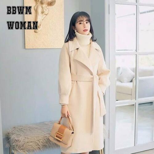 2019 Lapel Winter Sweet Women Trench 4 Colors Can Choose Woolen Coat
