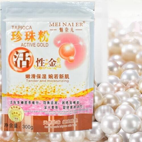300g Pearl & Active Gold Mask Powder Pure External Use Whiten Light Patches Replenish Water Brighten Complexion