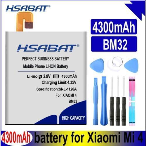 HSABAT BM32 4300mAh Battery for Xiaomi mi4 for Xiaomi 4 for xiaomi 4 m4 mi4 64GB 16GB Batteries