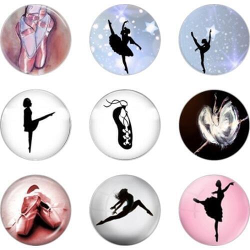 Hot sale 5pcs16mm20mm25mm Ballet Dance and Ballerina Shoe Handmade Photo Glass Drop Style Cabochons Jewelry Accessories
