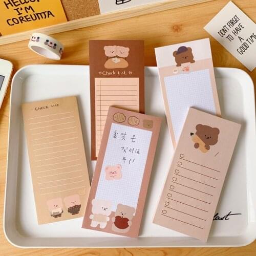 Biscuit Bear Memo Pad Girl Long Cute Bear Memo Pad Guest Book Notes Stationery School supplies Memorandum Notebook 02227