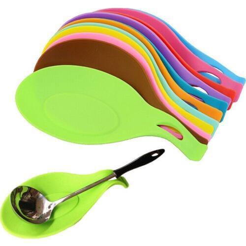 Kitchen Silicone Spoon Rests Heat Resistant Non-stick Silicone Mat Cooking Tools Pot Clips