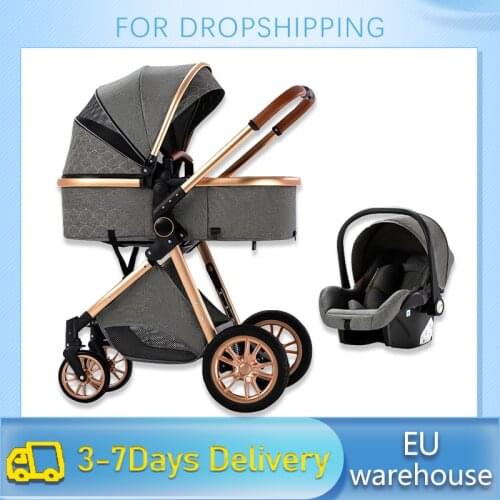 Multi-functional 3 in 1 Baby Stroller High landscape Can Sit Reclining Light Folding Two-way Eggshell design Baby Stroller
