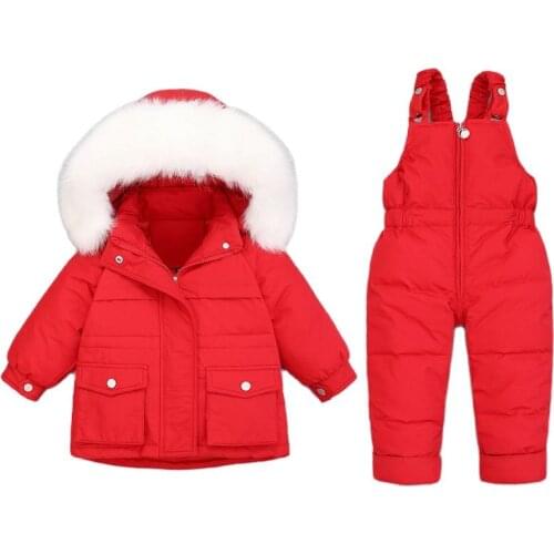 Kids Down Coat Winter Childrens Jacket Set Kids Jumpsuit Thick Warm Winter Baby Snowsuit Toddler Girl Clothes 1-5Y Outfits Set