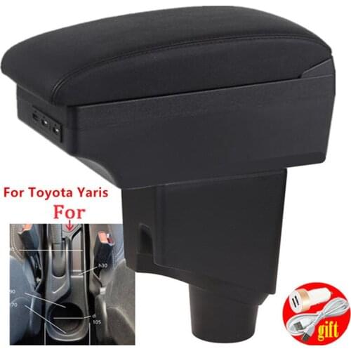 For Toyota Yaris Armrest For Toyota Yaris hybrid Car Armrest box 2021 2020 2019 2018 Retrofit parts Interior Storage box USB LED
